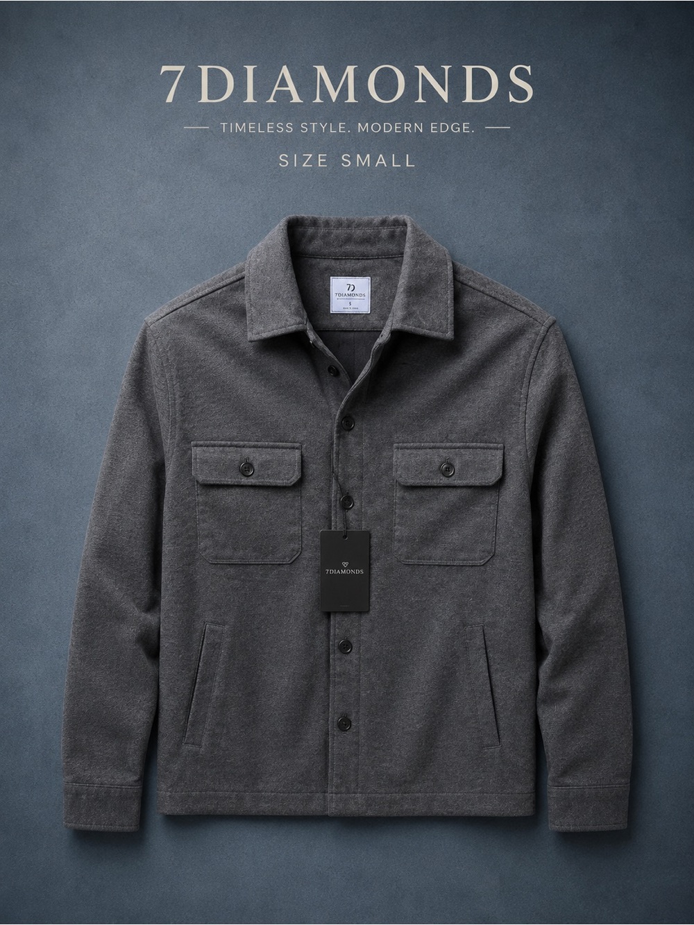 7 Diamonds Men’s Small Charcoal Overshirt Jacket NWT Button Front Shacket $140
